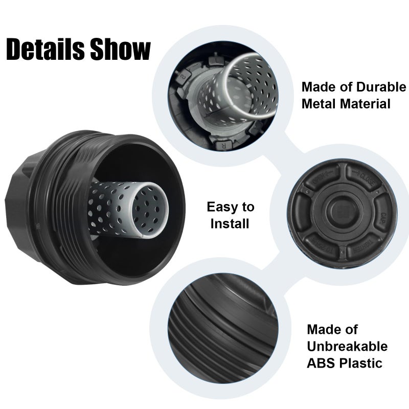 Sikawai Oil Filter Housing Cap Assembly 15620-37010 1562037010 for 2009-2016 To-yota Co-rolla Matr-ix Pr-ius 2011-2016 Lexus CT200h S-cion xD iM Replaces 917-039 19185631 ENP4118 by Sikawai - Image 3